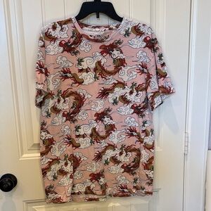 Dragon Print Pink Short Sleeve Tee